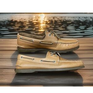 Sperry Top Sider Leeward 2-Eye Loafer Original Boat Shoes Tan 0777894 Mens 12W